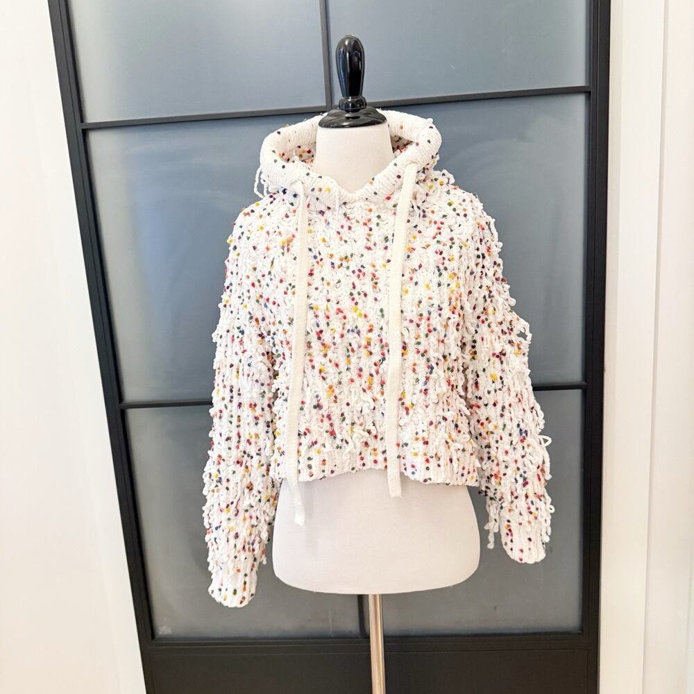 Earthbound Hoodie Women’s Size Medium Shaggy Funfetti Sweater Boho Art To Wear U